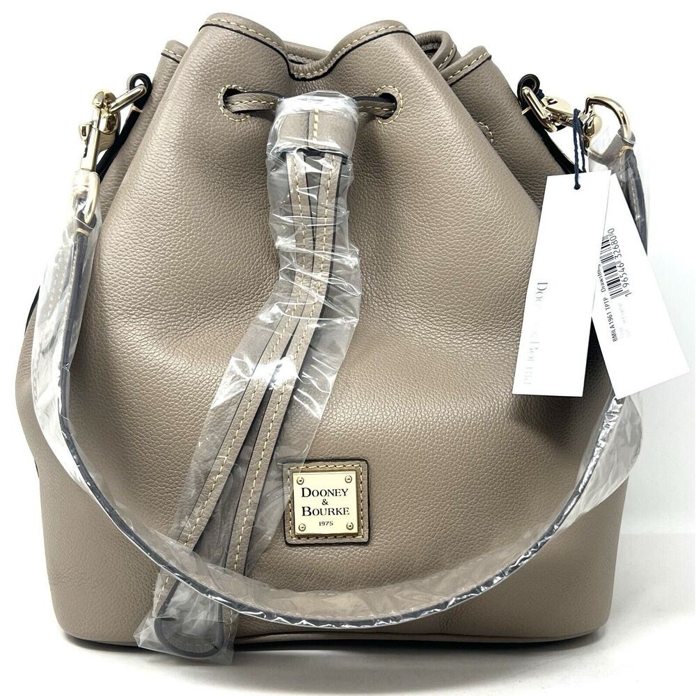 Dooney & Bourke Sorrento Drawstring Shoulder Bag TAUPE $328 Tan Beige Bucket NWT